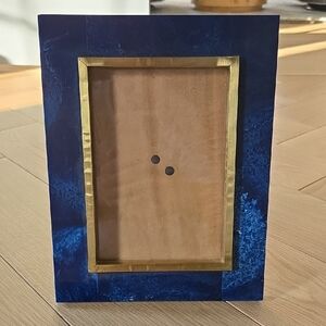 ANTHROPOLOGIE • Midnight Blue Faux Stone and Gold Frame 5x7